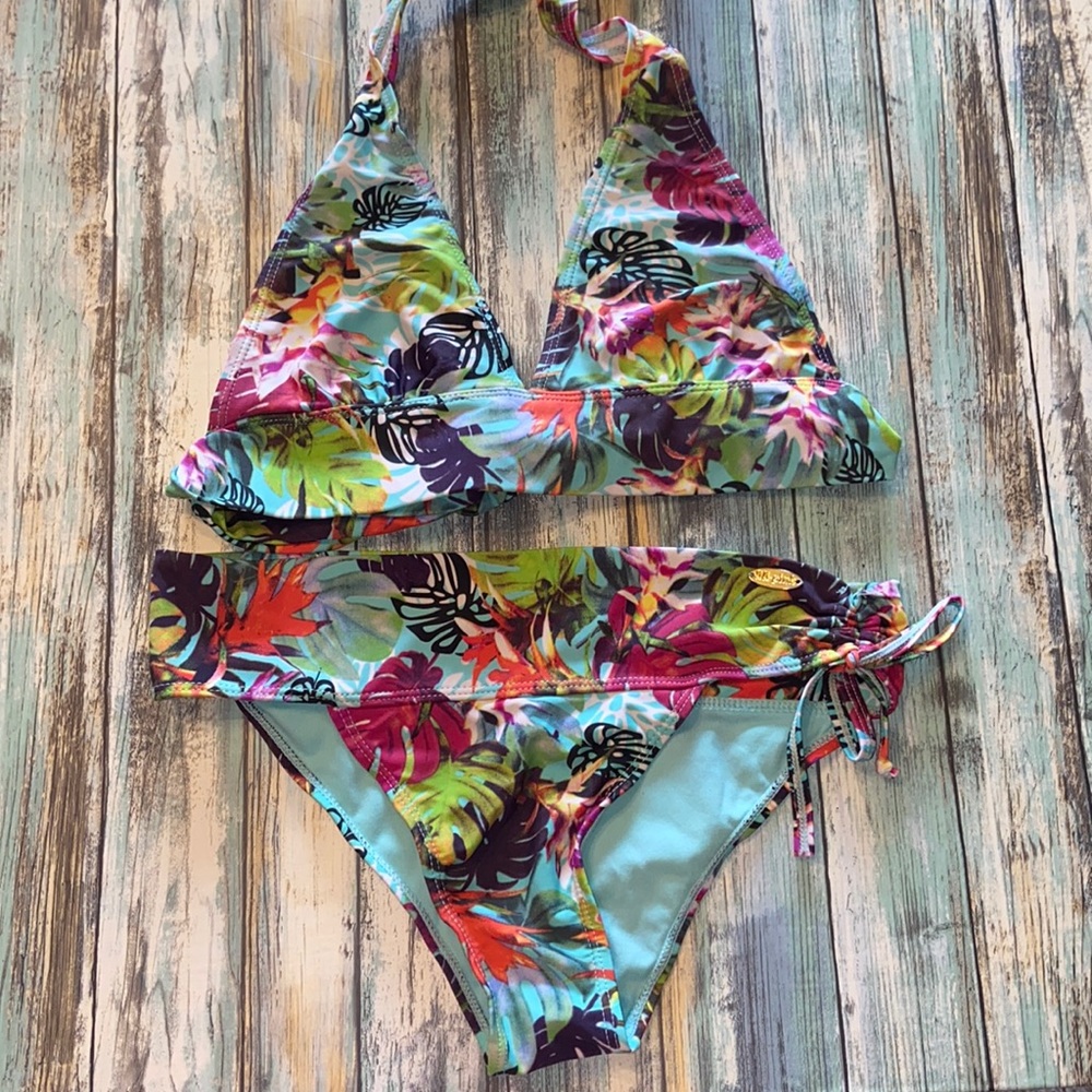Lili-Pink Tropical Print Bikini